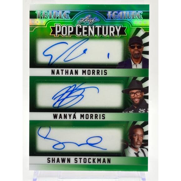 2025 Leaf Pop Century Boyz II Men Triple Green Auto 4/5 SP Morris Stockman - Picture 1 of 2